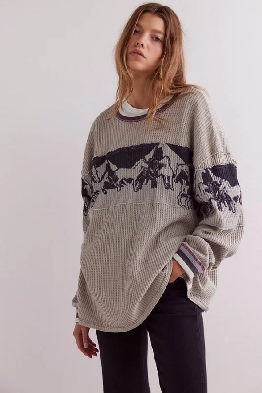 Fashion Essentials Free People Big Sky Graphic Tee - GREY