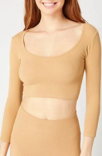 End of Season Sale Ribbed Crop Long Sleeve Tee