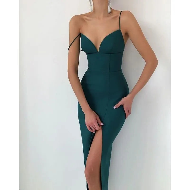 Chic Trends For The Fashion Savvy DressBetty - 2024 Elegant High Slit Bodycon Spaghetti Straps Corset Midi Dress