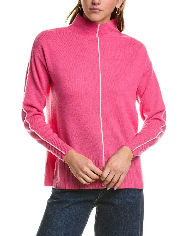 Versatile Wardrobe Essentials InCashmere Tipped Mock Neck Cashmere Sweater