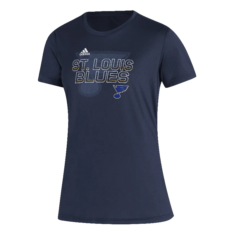 Season Sale ST. LOUIS BLUES WOMENS ADIDAS TECH TEE - NAVY