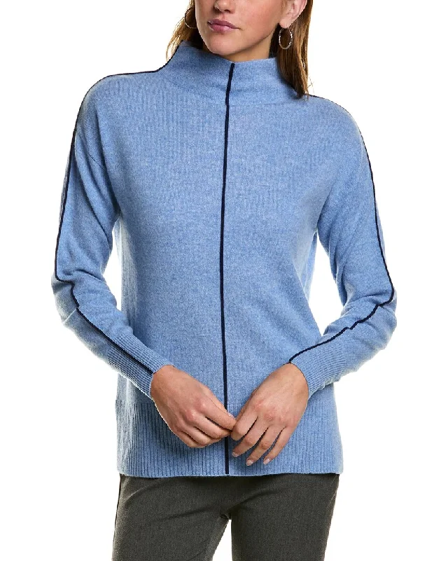 Comfortable Loungewear for Women InCashmere Tipped Mock Neck Cashmere Sweater