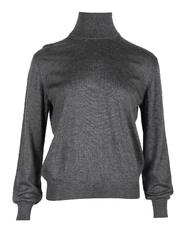 Trend Setting Wardrobe Giorgio Armani Mock Neck Sweater in Grey Cashmere