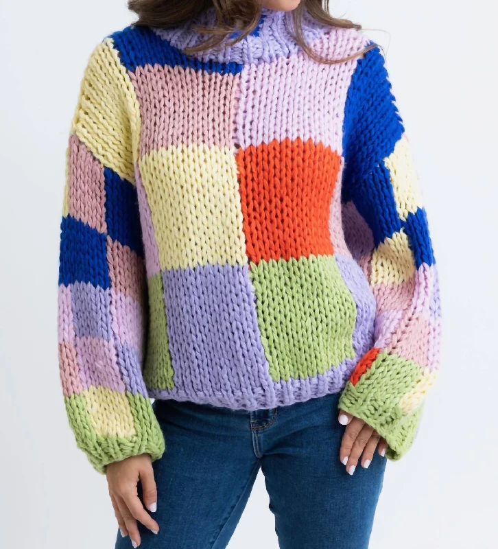 Chic And Trendy Piper Crochet Colorblock Sweater In Multi