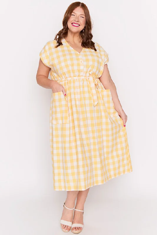 Discover Now Georgie Yellow Gingham Dress