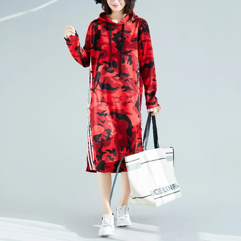 Unbeatable Deals DIY red Cotton dress stylish Fashion Ideas hooded short print Dress