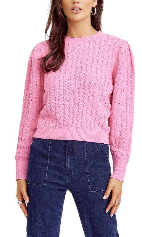 Forward Trendsetter Suzane Puff Sleeve Sweater In Pink