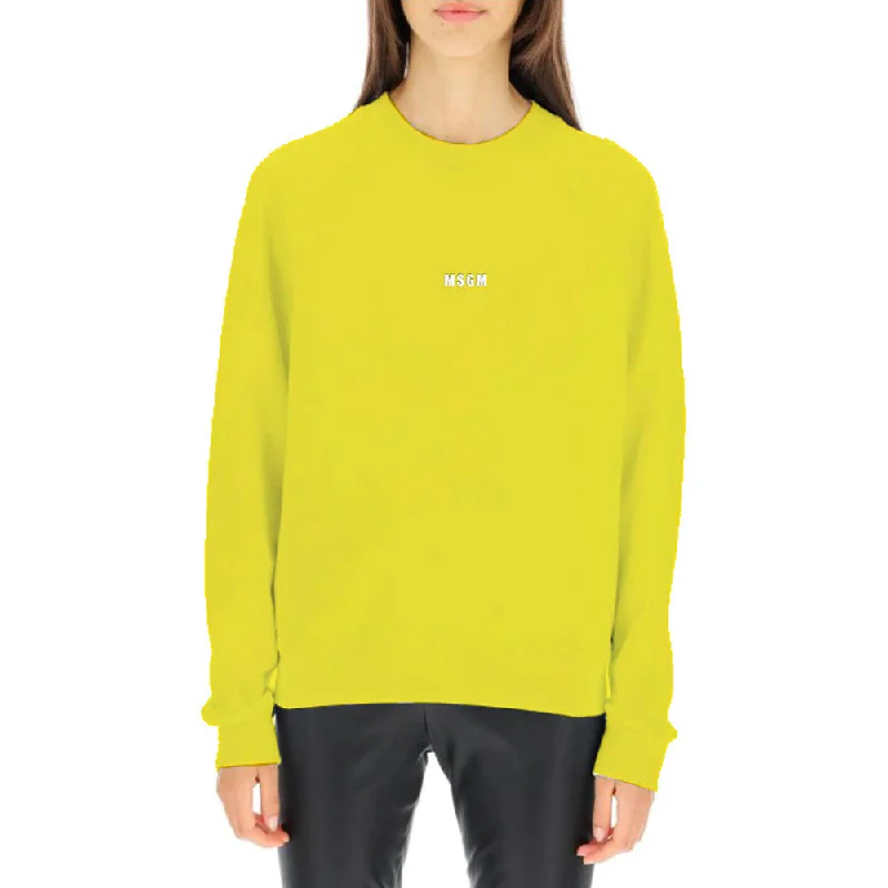 Day To Night Styles Cotton Crewneck t-shirt with Msgm Micrologo Print Yellow