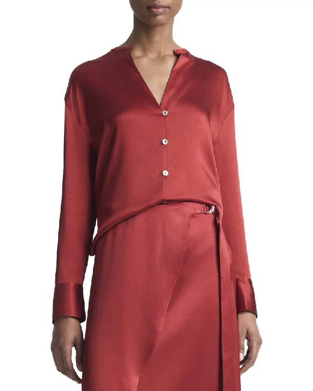 Holiday Gift Guide Sale Vince Band Collar Silk Blouse