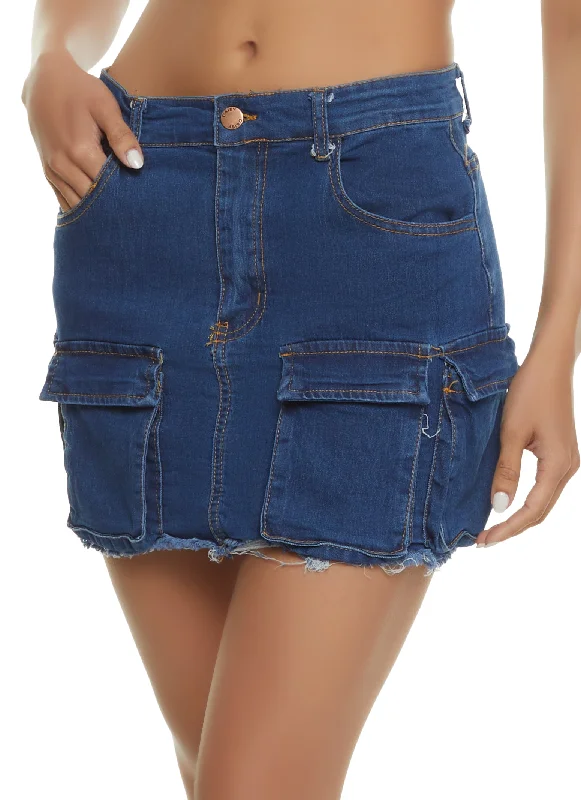 Top 10 Women's Online Clothing Stores Frayed Hem Cargo Pocket Mini Skirt