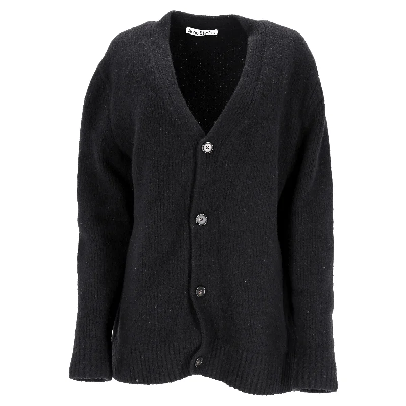 Timeless Elegance Acne Studios V-Neck Buttoned Cardigan in Black Wool