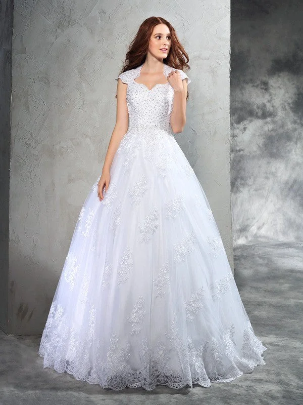 Snag Fabulous Fashion Bargains Ball Gown Sweetheart Lace Sleeveless Long Organza Wedding Dresses