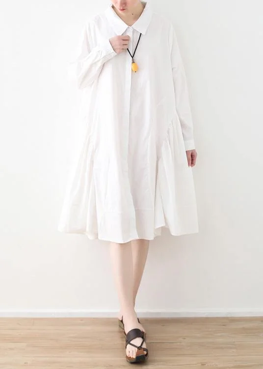 Online Boutiques Affordable Large White Shirt Women Medium Length Spring Summer Cotton Dress