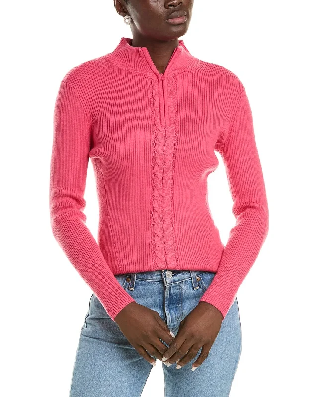 Women's Clothes for All-Day Comfort and Style Meister x Fera Rowan Wool-Blend 1/2-Zip Sweater