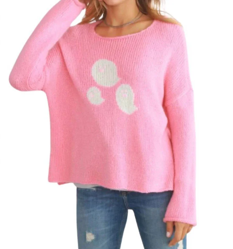 Best Online Clothing Boutiques Mini Ghosts Crew Sweater In Pretty Pink