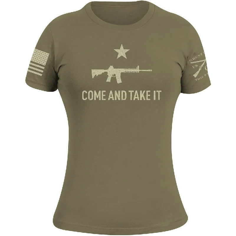 Women's Outerwear for All Weather Conditions Grunt Style Women's Come And Take It 2A Edition T-Shirt - Military Green