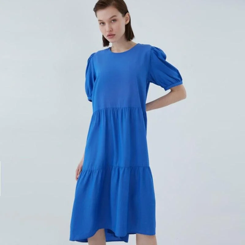 Comfortable Chic FashionSierra - Women Vintage Ruffled loose Midi Dress