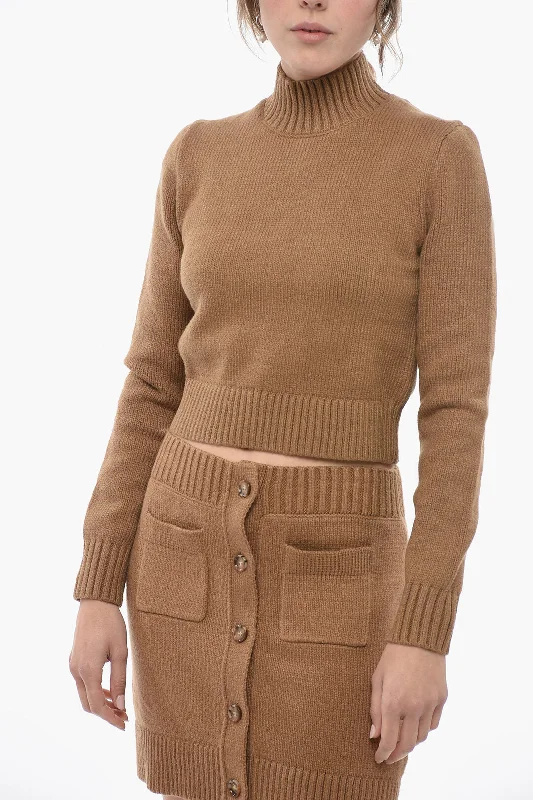 Women's Clothes Burberry Turtleneck Cotton Blend Crop Sweater