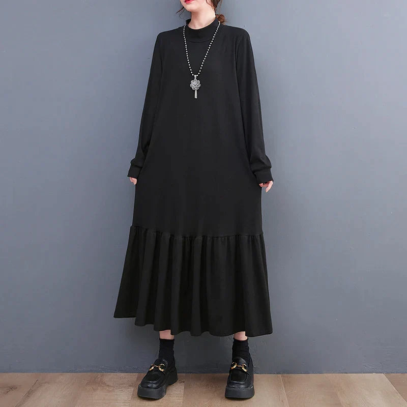 Style Streetwear DressBetty - Winter Loose Split Joint Long Sweatshirt Midi Dress