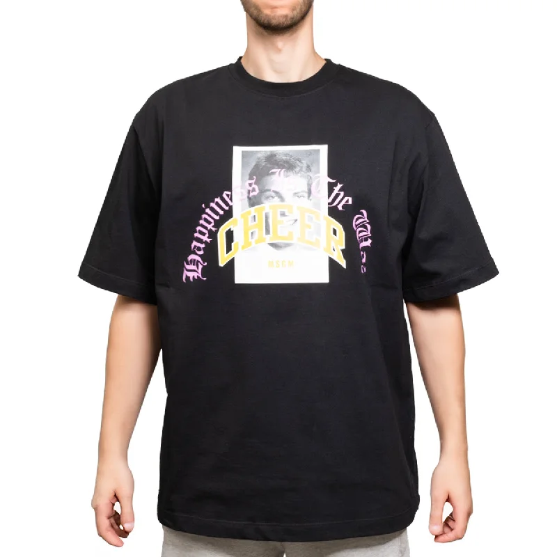 Latest Fashion Unisex Msgm Yearbook Print T-shirt Black