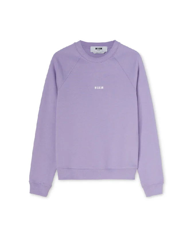 Latest Trends Cotton Crewneck t-shirt with Msgm Micrologo Print Lilac