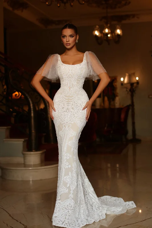 Get The Latest Trends Tina Holly TW111 Long Mermaid Sequin Detachable Sleeve Wedding Dress