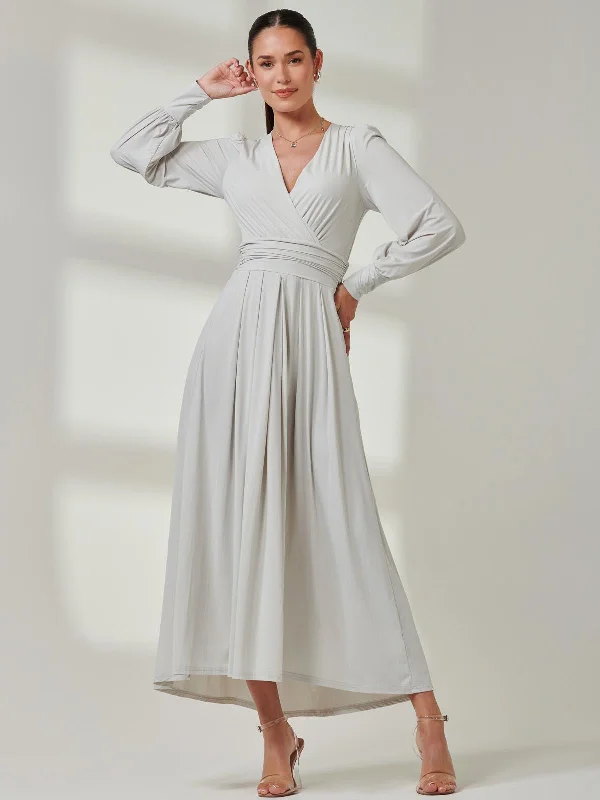 Flash Sale Or Flash Sales Long Sleeve Super Soft Jersey Maxi Dress, Pearl