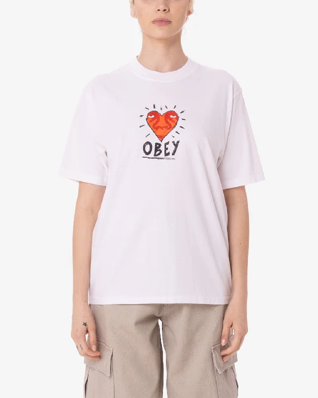 Hot Styles Obey HEART SCRIBBLE MAXINE PIGMENT T-SHIRT - WHITE