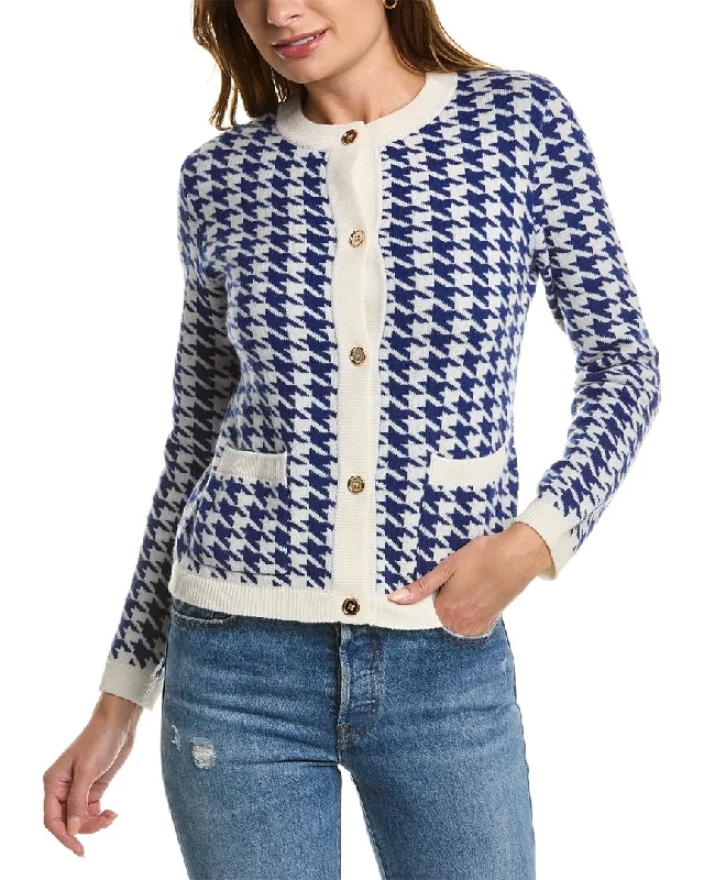 Luxe Women's Fashion Kier+J Houndstooth Wool & Cashmere-Blend Cardigan