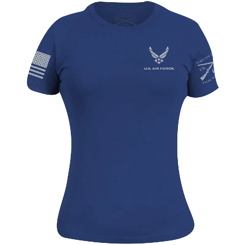 Feminine Dresses for Women in Bold Prints Grunt Style Women's USAF - Basic Logo T-Shirt - Royal Blue