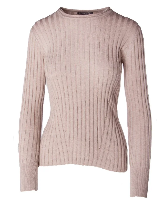 Trendy Aesthetics Women's Blair Ribbed Sweater In Biscotti