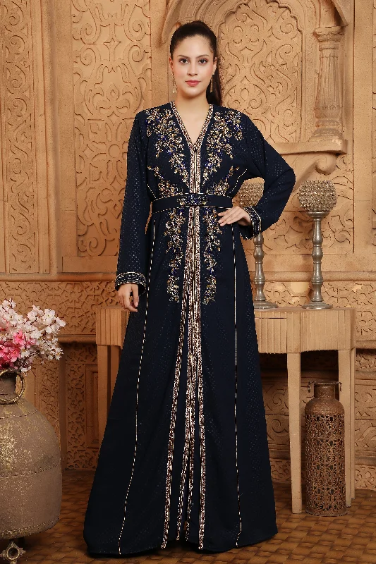 Trendsetting Threads Robe Dress Velour Moroccan Kaftan Partywear Gown