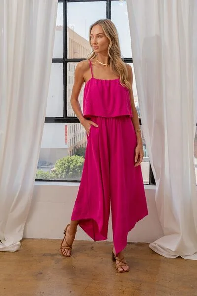 Business Casual Outfits Pink Wide Leg Jumpsuit