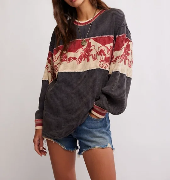 Stylish Women's Apparel Free People Big Sky Graphic Tee - RED COMBO