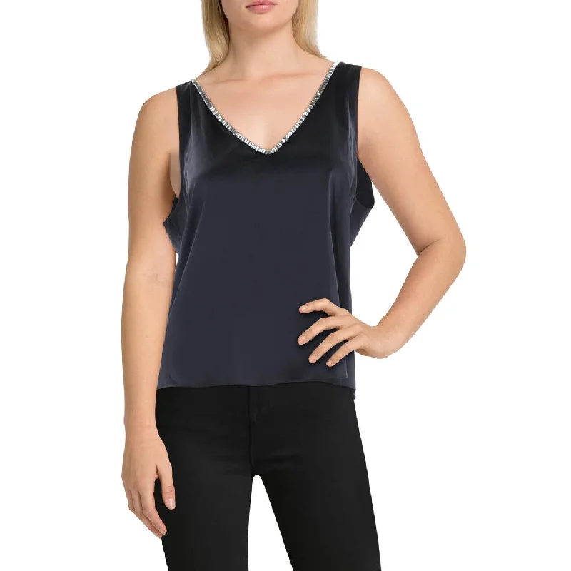 Style Upgrade Womens Crystal Neck Embellished Tank Top