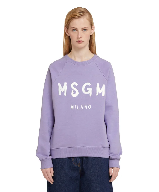 Seasonal Trends Cotton Crewneck t-shirt with new brushed MSGM logo Lilac