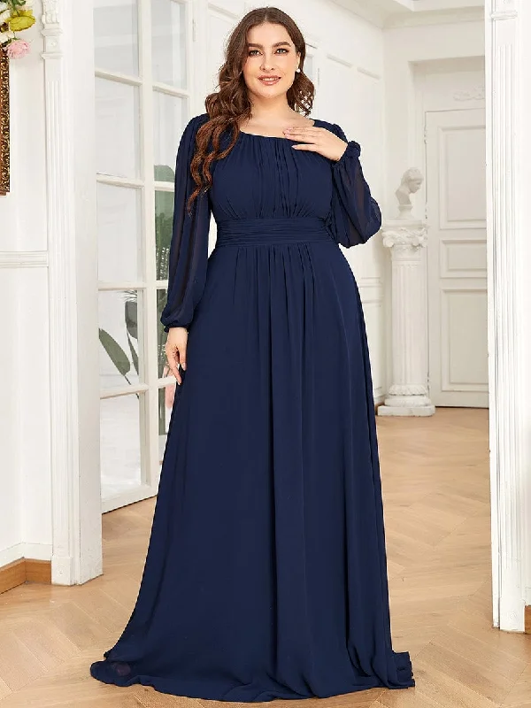 Women's Casual and Dressy Outfits See-Througth Puff Sleeve Chiffon Plus Size Bridesmaid Dress