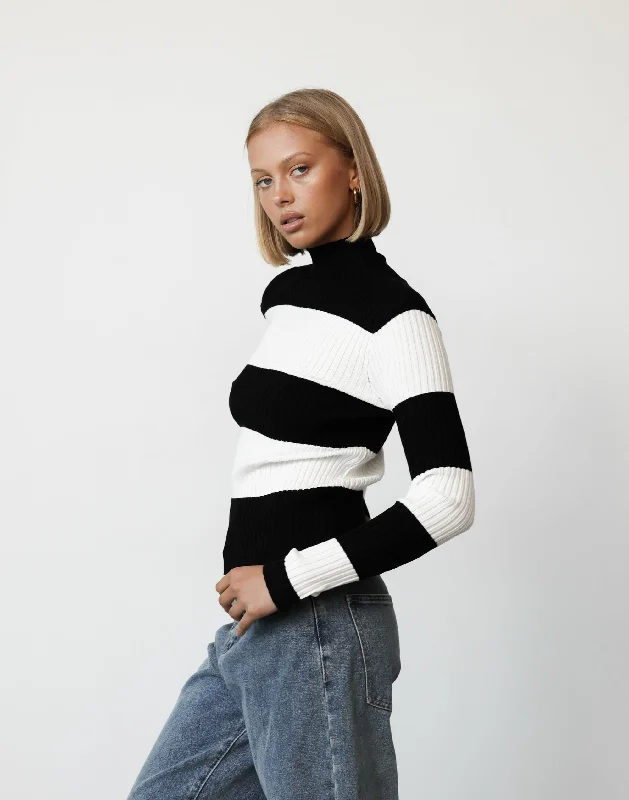 Mega Sales Russett Top (Black/White Stripe)