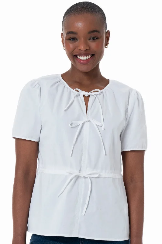 Easy Elegance Sales Front Tie Praire Top _ 152236 _ Optic White