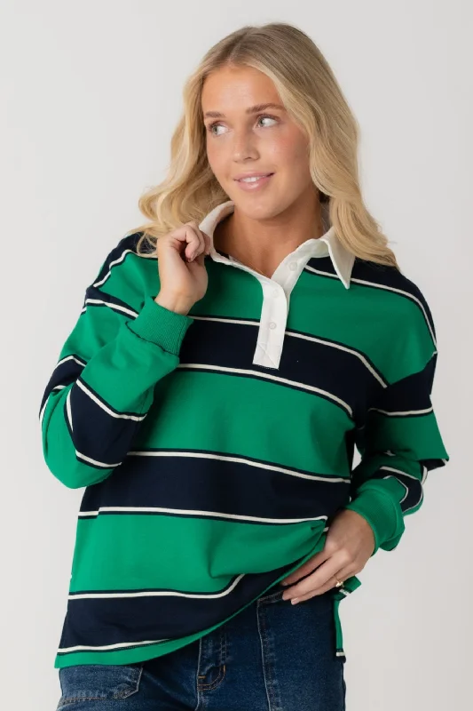 Modern Chic Discounts Rugby Collared Top