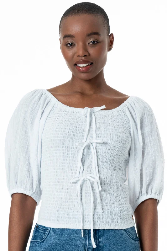 Contemporary Chic Promotions Shirred Top _ 152217 _ Optic White