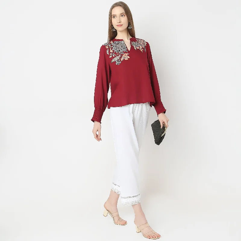 Trendy Pulse Regular Fit Embroidered Top