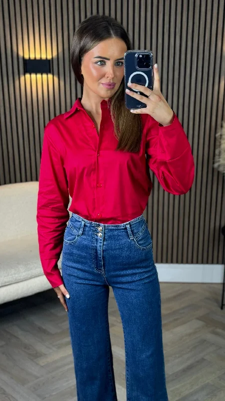 Stupidly Low Prices Skye Red Collared Shirt