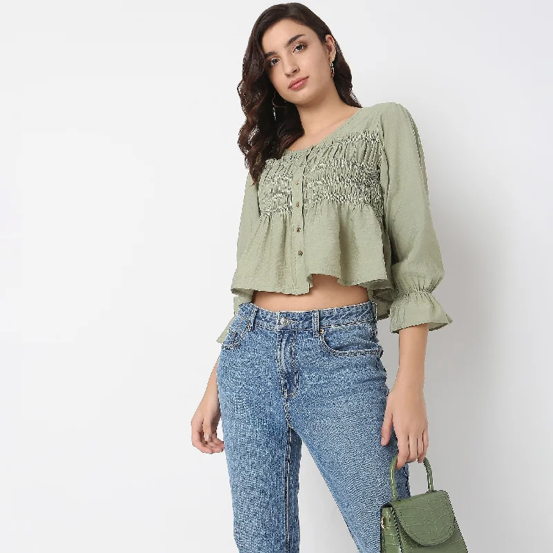 Fashion Forward Regular Fit Solid Top