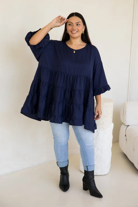 Hot Sale Sofia Top | Navy Tencel