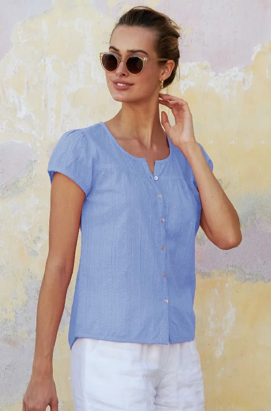 Budget Saver Lisbon Cotton Dobby Shirt | Blue