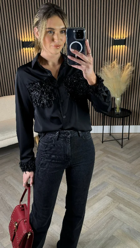 Fashion Forward, Function First Charlotte Black With Sequin Detail Shirt