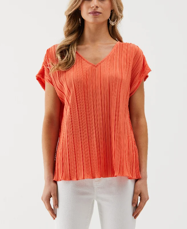 You'll Love Us Because Petite V-Neck Plisse Top