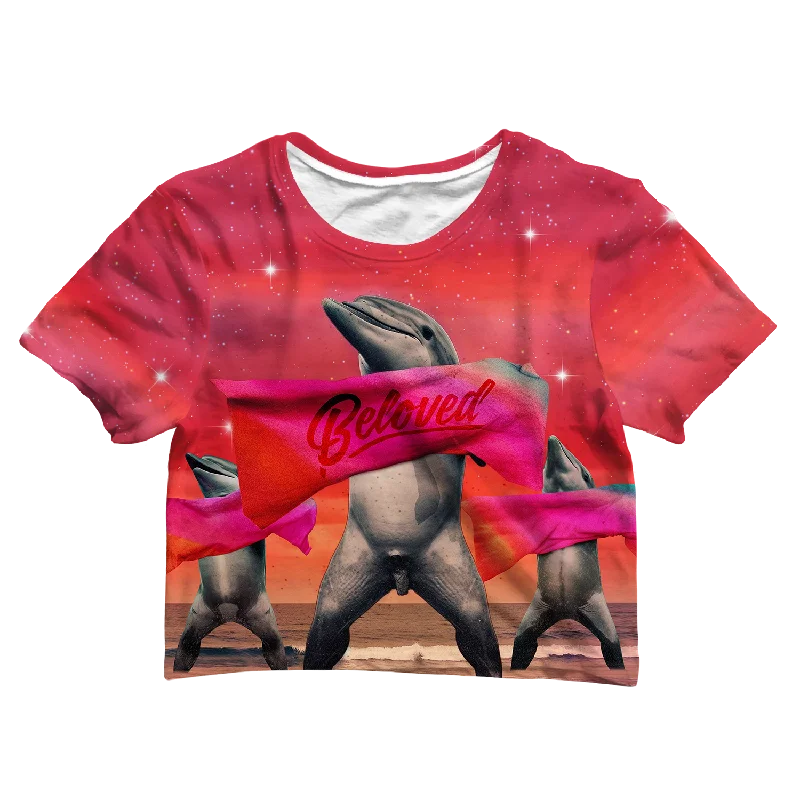 Relaxed Style Beloved Dolphins Crop Tee