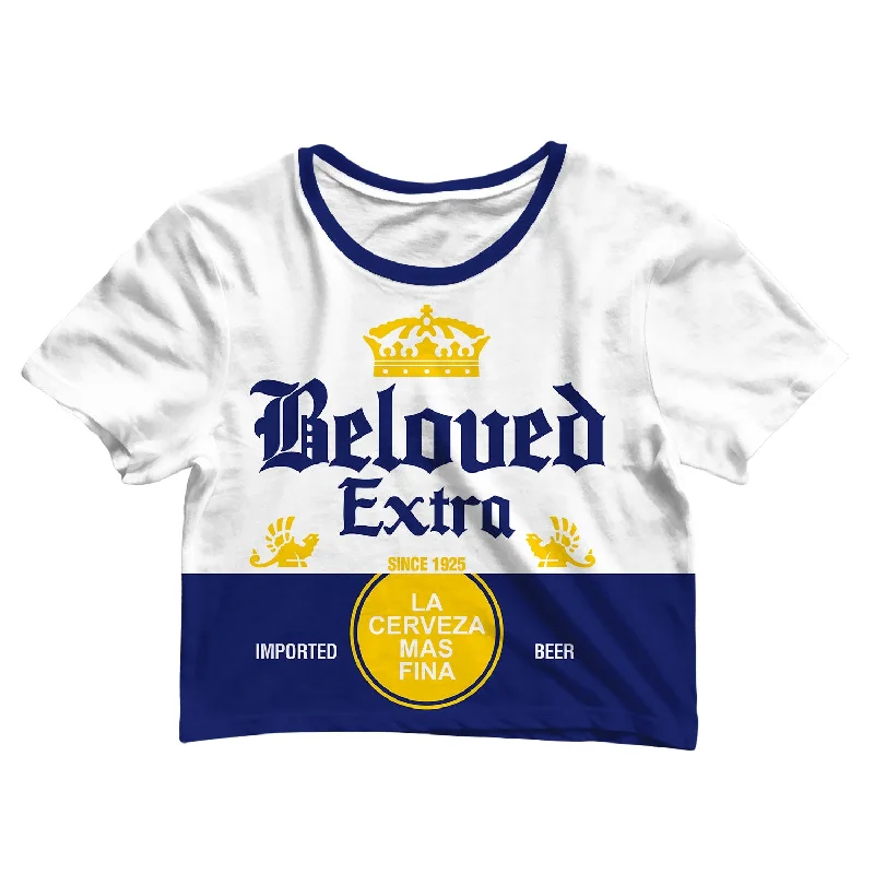 Dive Into Trendy Styles Beloved Extra Beer Crop Tee